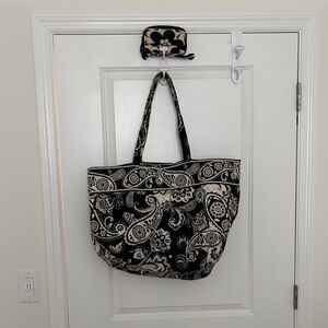 Vera Bradley Black and Cream Paisley Tote
